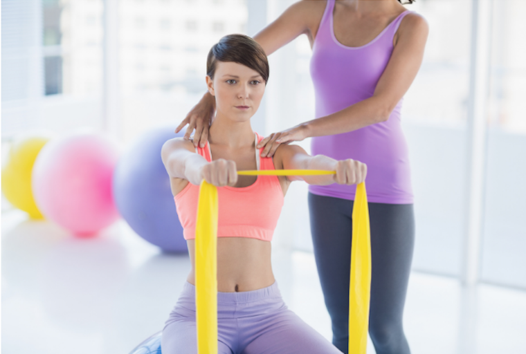 Women showing off exercises for shoulder rehabilitation